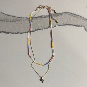 Lane Bryant Colorful Beaded Necklace and Gold-Tone Necklace with Cactus Charm